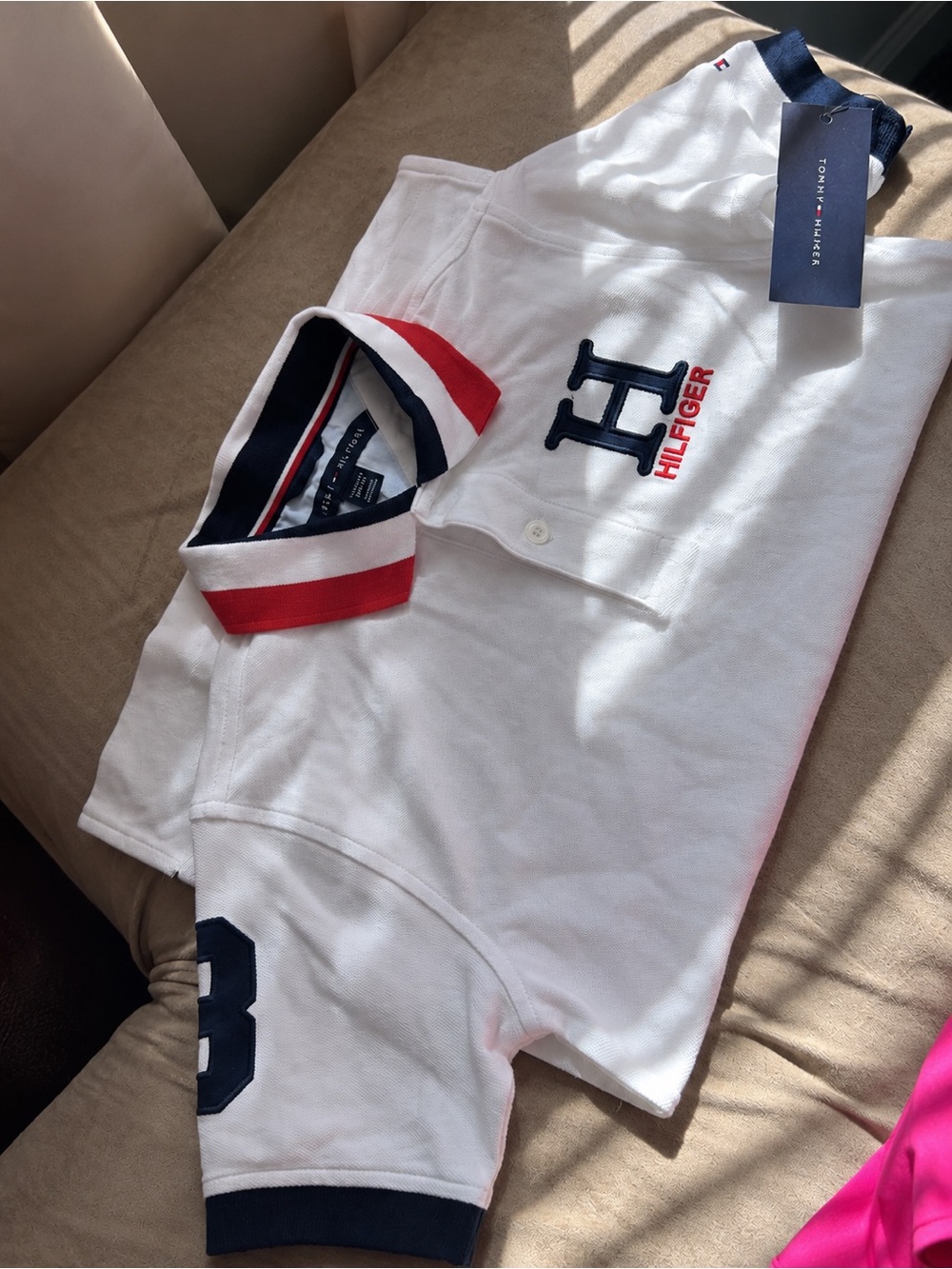 Tommy Hilfiger White Polo with Red & Navy Trim